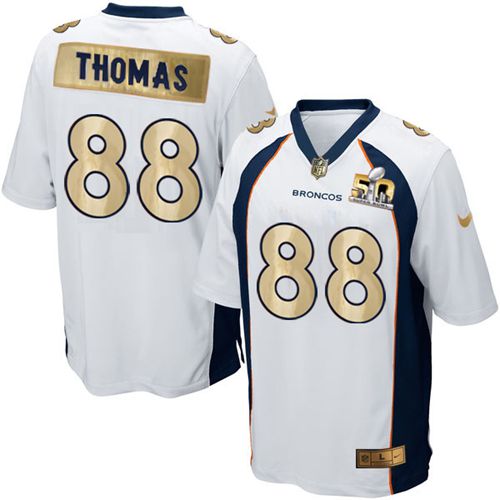 Nike Broncos #88 Demaryius Thomas White Men's Stitched NFL Game Super Bowl 50 Collection Jersey - Click Image to Close